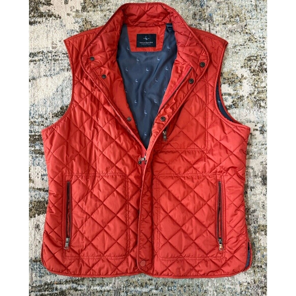 Tailorbyrd Golf Vest Men’s XXL Quilted Orange Full Zip LNC HTF Color